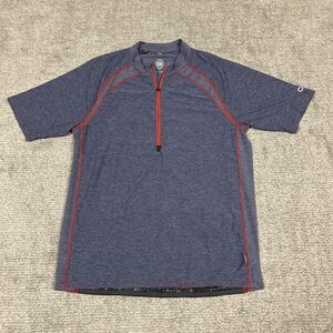 Club Ride Shirt Mens Large Short Sleeve Cycling 1/2 Zip Back Pockets Striped